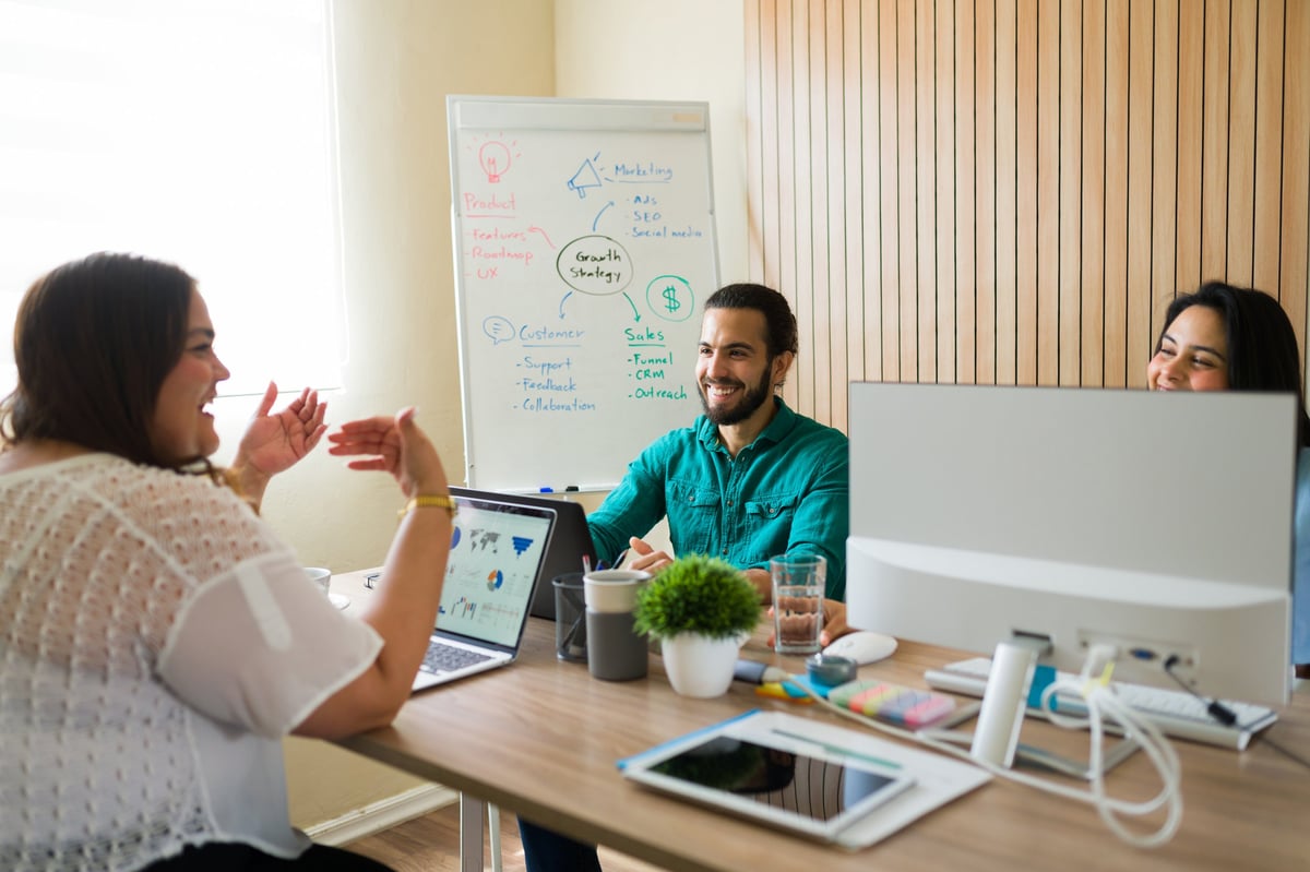 Marketing team planning a local business growth strategy